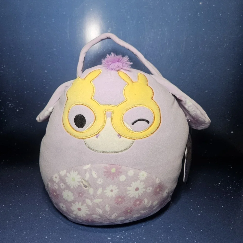 Squishmallows Delzi The Donkey Easter Basket Plush Collectible, Purple / Floral